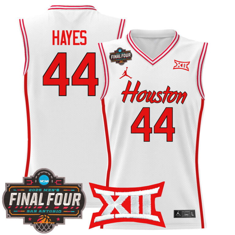 Men Houston Cougars #44 Hayes white 2025 Final Four Patch NCAA Jersey style 4->more ncaa teams->NCAA Jersey